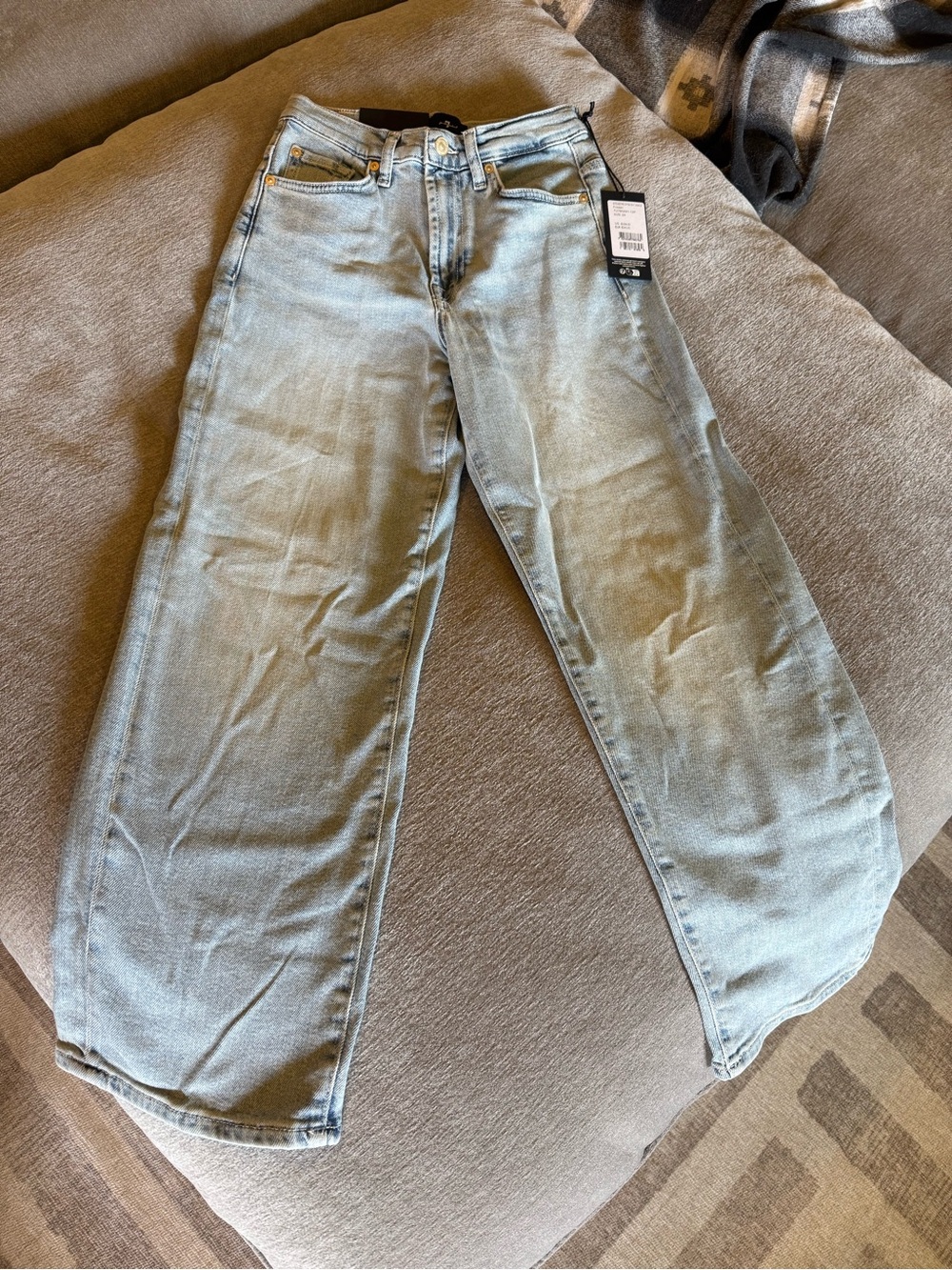 7 For All Mankind Light Blue Vintage Straight Ankle Jeans
